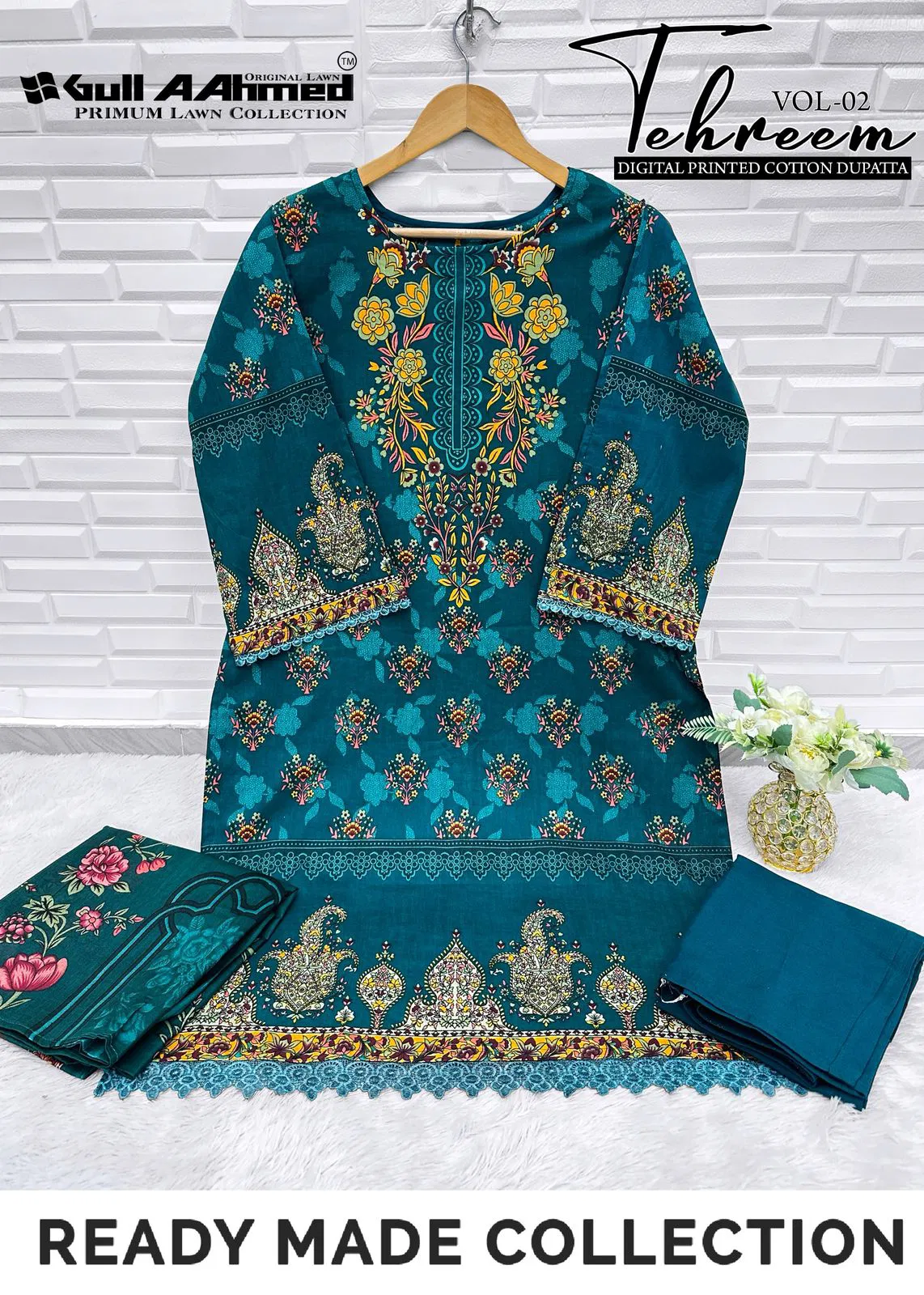 Tehreem Vol 2 By Gull A  Ahmed Karachi Cotton Kurti With Bottom Dupatta Wholesale Online